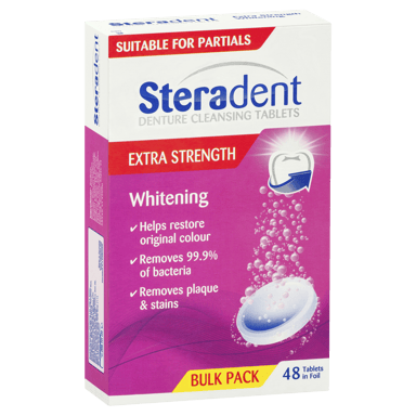STERADENT DENTURE CLEANSER WHITENING 48 TABLETS
