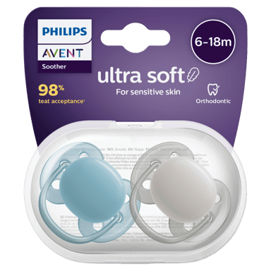 AVENT SOOTHER SOFT SMOOTH PLAIN AST 6-18MTHS+ 2 PACK