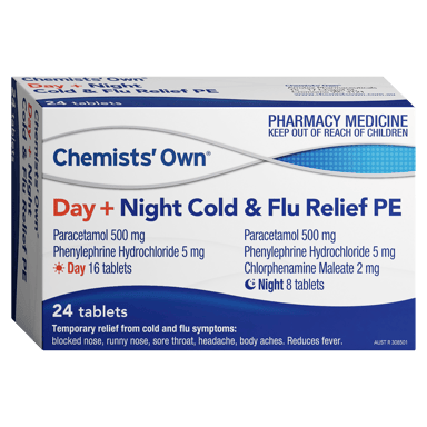 CHEMIST OWN DAY+NIGHT COLD & FLU RELIEF PE 24 TABLETS