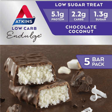 ATKINS ENDULGE CHOCOLATE COCONUT BARS 40G 5 PACK