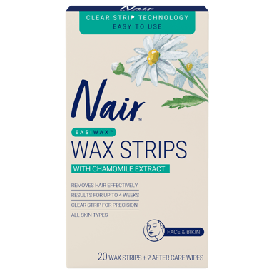 NAIR EASIWAX WAX STRIPS MINI FACE & SENSITIVE AREAS 20 PACK