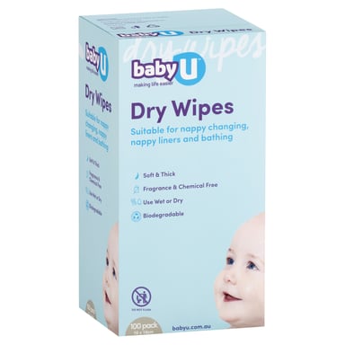 BABY U DRY WIPES 100 PACK