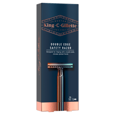 GILLETTE MENS KING C DOUBLE EDGE SAFETY RAZOR 5 PACK