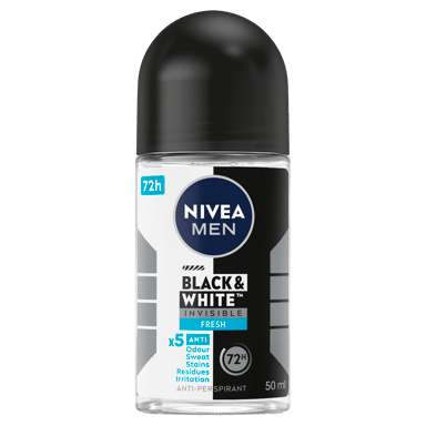 NIVEA MEN ANTIPERSPIRANT B&W INVISIBLE FRESH 48H ROLL ON 50ML