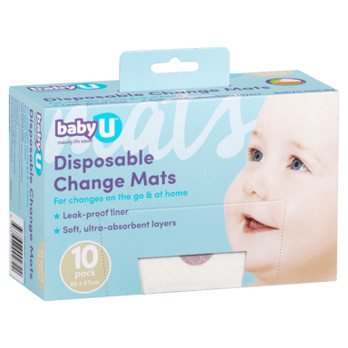 BABY U DISPOSABLE CHANGE MATS 10 PACK