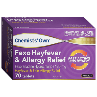 CHEMISTS OWN FEXOFENADINE HAYFEVER & ALLERGY RELIEF 180MG 70 TABLETS