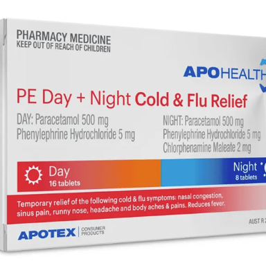 APOHEALTH PE DAY + NIGHT COLD & FLU RELIEF 24 TABLETS