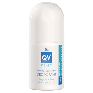 EGO QV ANTIPERSPIRANT NAKED 0% ALUMINIUM FRAGRANCE FREE ROLL ON 80G