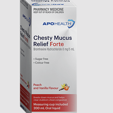 APOHEALTH CHESTY MUCUS RELIEF FORTE PEACH VANILLA LIQUID 200ML