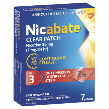 NICABATE STEP 3 7MG CLEAR PATCH 7 PACK