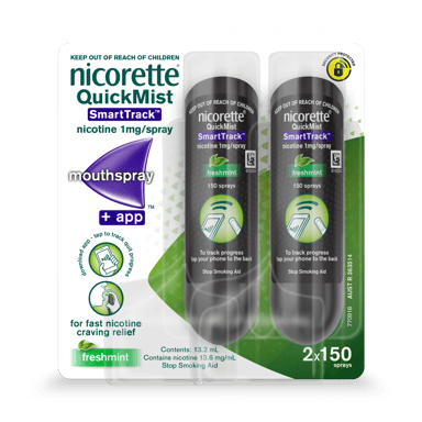NICORETTE QUICKMIST SMARTTRACK FRESHMINT 150 SPRAYS TWIN PACK