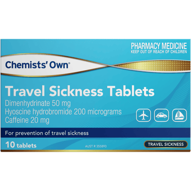 CHEMISTS OWN TRAVEL SICKNESS 10 TABLETS