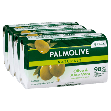 PALMOLIVE NATURALS BODY SOAP MOISTURE CARE ALOE & OLIVE 90G 4 PACK