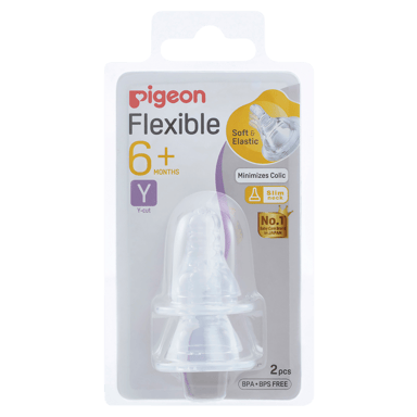 PIGEON TEAT FLEXIBLE PLUS SOFT NECK 6+ MONTHS Y-CUT 2 PACK
