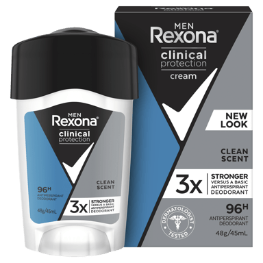 REXONA MEN CLINICAL ANTIPERSPIRANT CREAM CLEAN SCENT 96HR 45ML