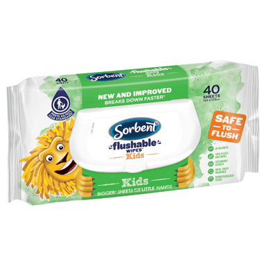 SORBENT FLUSH WIPES KIDS 40 PACK