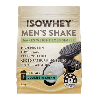 ISOWHEY MENS SHAKE COOKIES & CREAM POWDER 840G