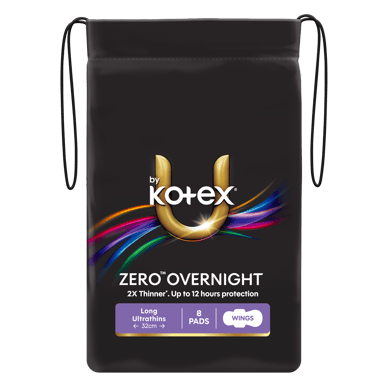 U By Kotex Zero Overnight Wings 8 Pack