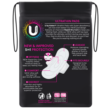 U BY KOTEX PADS ULTRATHIN SUPER WINGS 12 PACK
