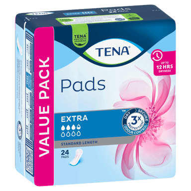TENA PADS EXTRA STANDARD LENGTH 3.5D VALUE PACK 24 PACK
