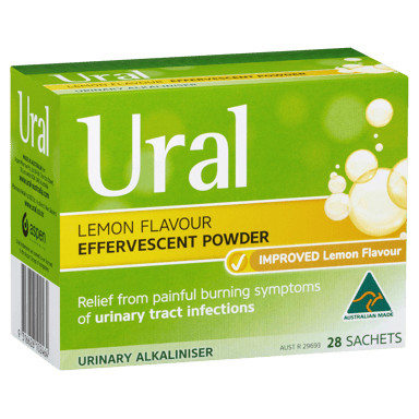 URAL EFFERVESCENT POWDER LEMON SACHETS 28 PACK