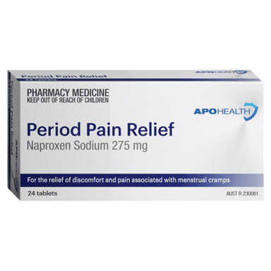 APOHEALTH PERIOD PAIN RELIEF NAPROXEN 275MG 24 TABLETS