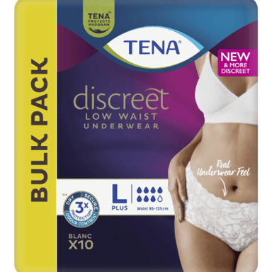 TENA PANTS DISCREET WHITE LARGE 10 PACK