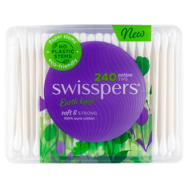 SWISSPERS COTTON TIPS PAPER STEMS 240 PACK