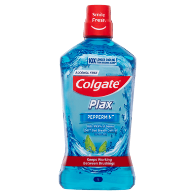 COLGATE MOUTHWASH PLAX ALCOHOL FREE PEPPERMINT 1 LITRE