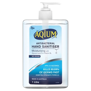 AQIUM ANTIBACTERIAL HAND SANITISER GEL BLUE 1 LITRE
