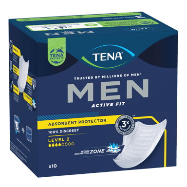TENA MEN SHIELDS ACTIVE FIT 4D LEVEL 2 10 PACK