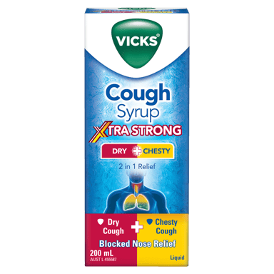 VICKS XTRA STRONG COUGH DRY + CHESTY 200ML LIQUID