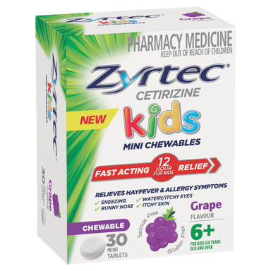 ZYRTEC KIDS 5MG GRAPE CHEWABLE TABLETS 30