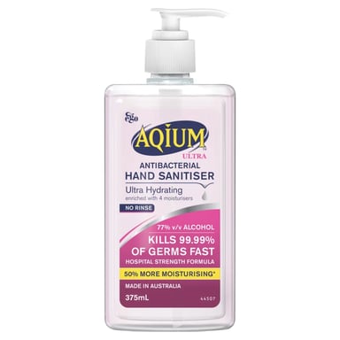 AQIUM ANTIBACTERIAL HAND SANITISER GEL ULTRA PINK 375ML