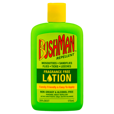 BUSHMANS REPELLENT FRAGRANCE FREE 20% DEET LOTION 175ML
