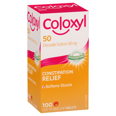 COLOXYL CONSTIPATION RELIEF 50MG 100 TABLETS