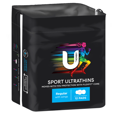 U BY KOTEX PADS SPORT ULTRATHIN REGULAR WINGS 12 PACK