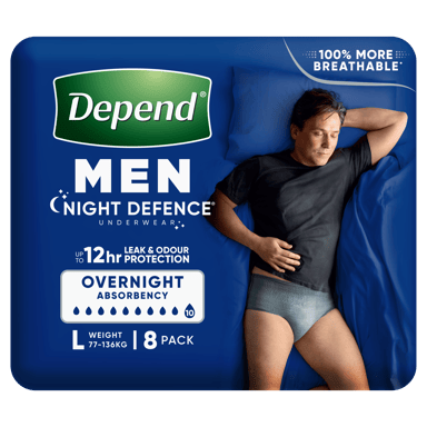 Depend Men Advanced Protection Night Defence Underwear 10D Large 8 Pack