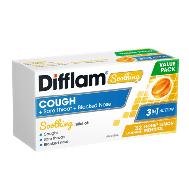 Difflam Soothing 3 In 1 Action Honey & Lemon 32 Lozenges