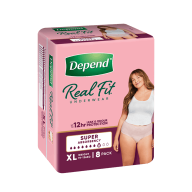 DEPEND WOMEN REAL FIT UNDERWEAR SUPER 8D X-LARGE 8 PACK