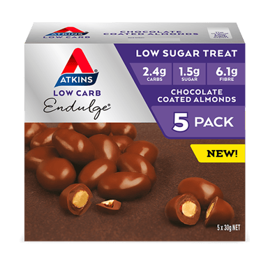 ATKINS ENDULGE CHOCOLATE COATED ALMOND BARS 30G 5 PACK
