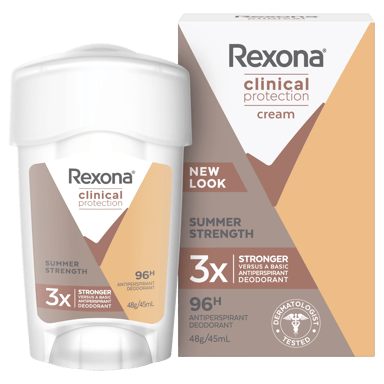 REXONA WOMEN CLINICAL ANTIPERSPIRANT CREAM SUMMER STRENGTH 96HR 45ML