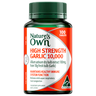 NATURES OWN HIGH STRENGTH GARLIC 10000MG 100 TABLETS