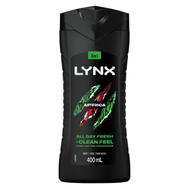 LYNX BODY WASH AFRICA 3 IN 1 400ML