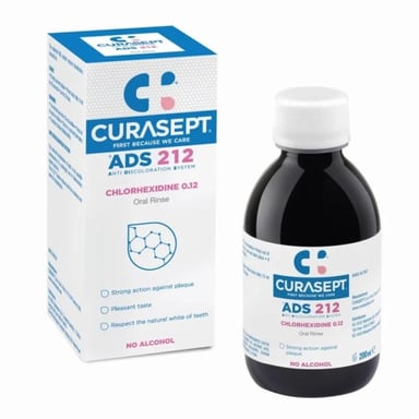 CURASEPT ADS 212 ORAL RINSE MOUTH WASH CHLORHEXIDINE 0.12% 200ML