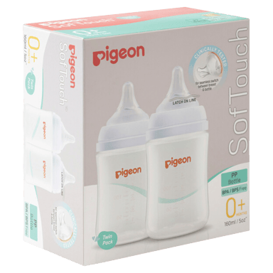 PIGEON BOTTLE SOFT TOUCH III WIDE NECK 0+ MONTHS 160ML 2 PACK