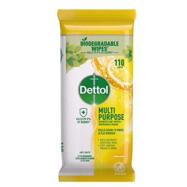 DETTOL MULTI PURPOSE CLEANING WIPES LEMON LIME 110 PACK