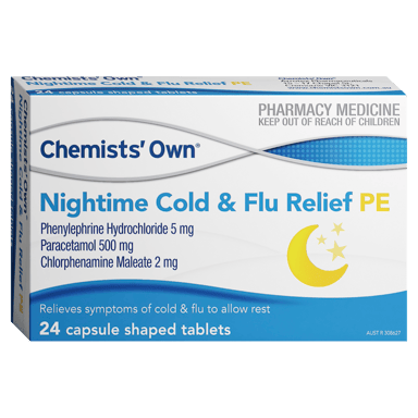 Chemists Own Nightime Cold & Flu Relief Pe 24 Tablets