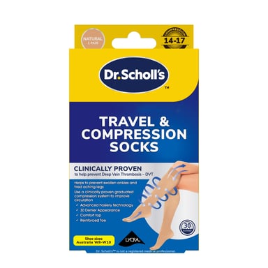 SCHOLL TRAVEL AND COMPRESSION SOCKS NATURAL LARGE