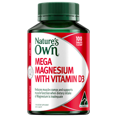NATURES OWN MEGA MAGNESIUM WITH VITAMIN D3 100 TABLETS